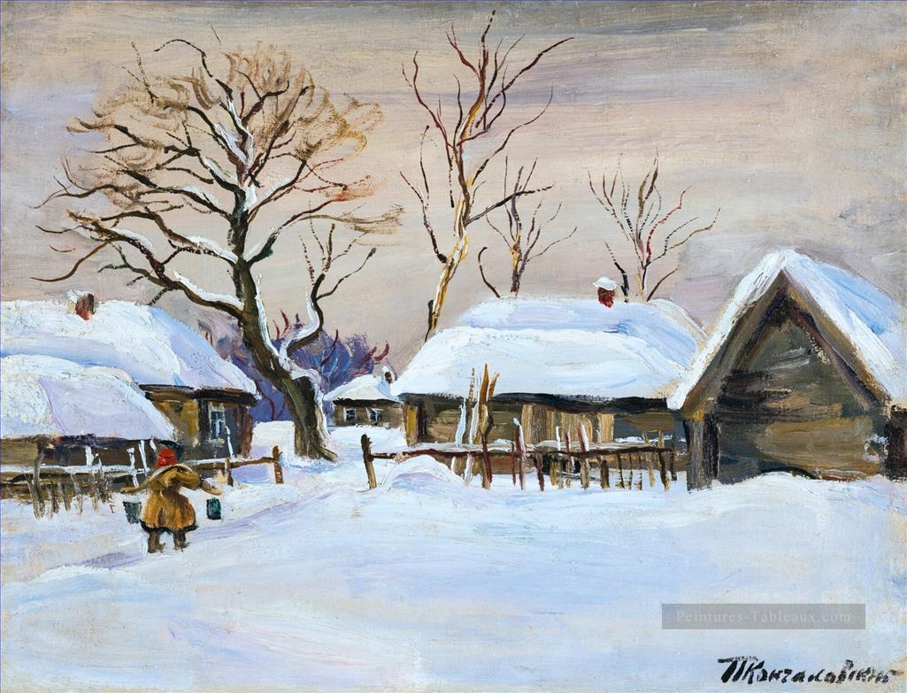 DOBROE IN THE WINTER Petrovich Konchalovsky paysage de neige Peintures à l'huile